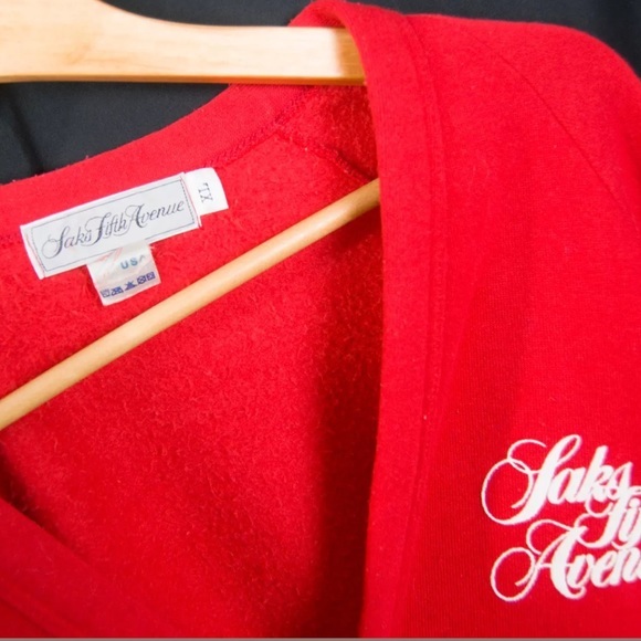 VINTAGE 1980’s RARE SAKS FIFTH EMPLOYEE CARDIGAN XL RED/WHITE - Picture 2 of 5